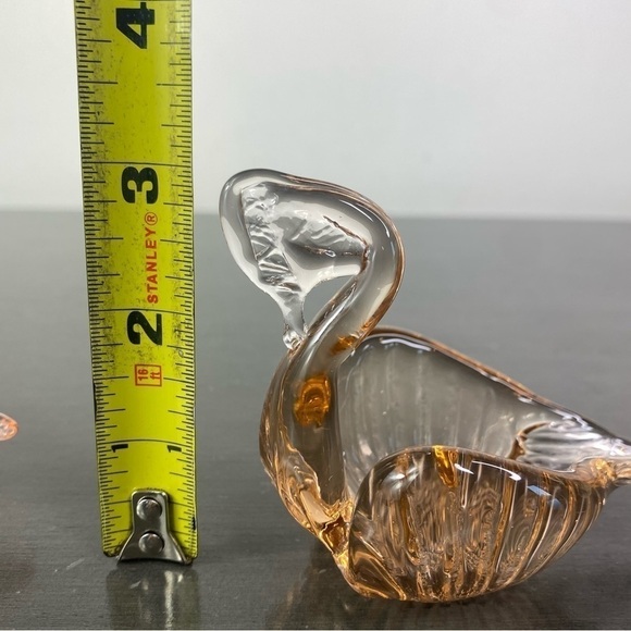 Vintage Art Glass Nesting Swans Made in Italy Salmon Amber Bowl Trinket Dishes - Picture 15 of 16